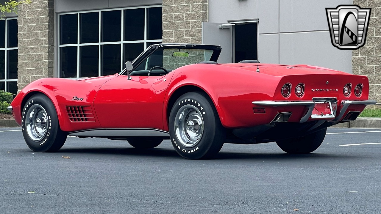 A red convertible car parked in front of a building

Description automatically generated